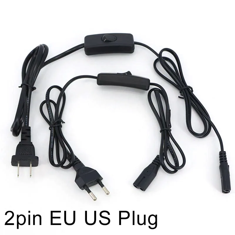 2Pin Prong AC US EU to C7 C8 Extension EU US power Cable LED Light Power swich Cord American European Figure 8 Laptop For PS4 p1