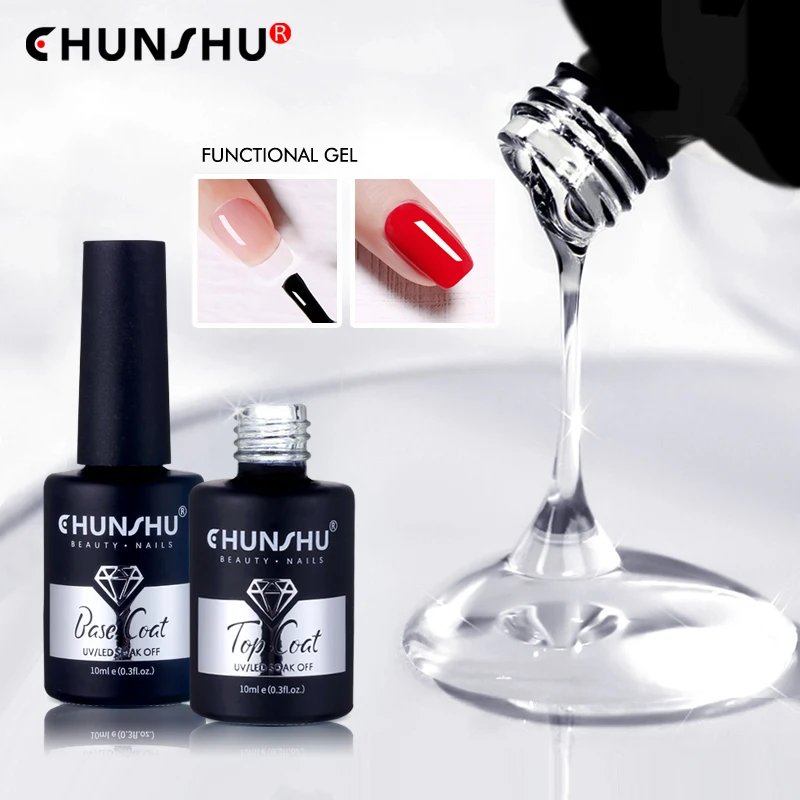 CHUNSHU-Top Coat Primer de Longa Duração, Gel Base Forte, Mergulhe, Semi Permanente, Gel Funcional, Unhas, Brasão de Unhas, Manicure Verniz, 10ml