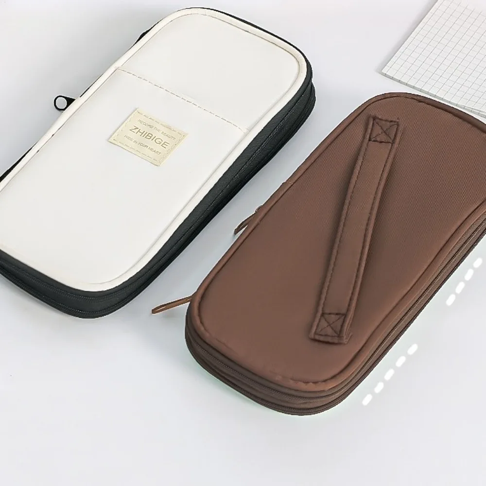 Telescoping 2 ชั้น 2 ชั้นกระเป๋าดินสอสี Candy Hand Held ความจุขนาดใหญ่กระเป๋าดินสอซิป Desktop Storage