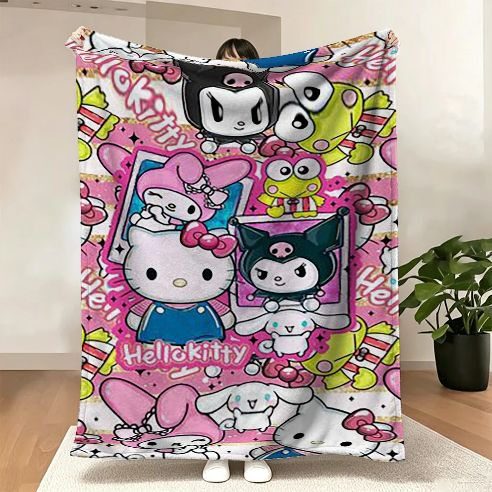 Cartoon Character Print Flannel Fleece Blanket Soft Warm Throw Blanket Bed Sofa Cover Home Decor Gift for Kids Girls Adults