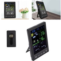 Weather Stations Wireless Indoor Outdoor Color Display Black 3 Channels Regulable Backlight Clock Thermometer for Home