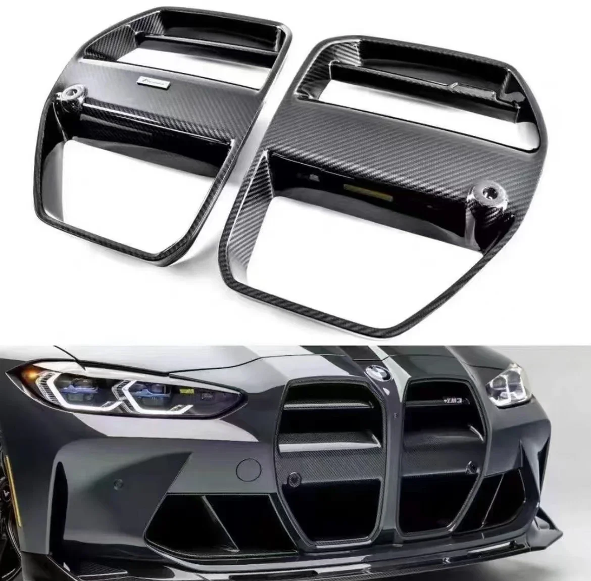 Dry Carbon Fiber front grill CSL Style With ACC car grilles bon parts auto  M3 M4 G80 G82 G83   bumper grills