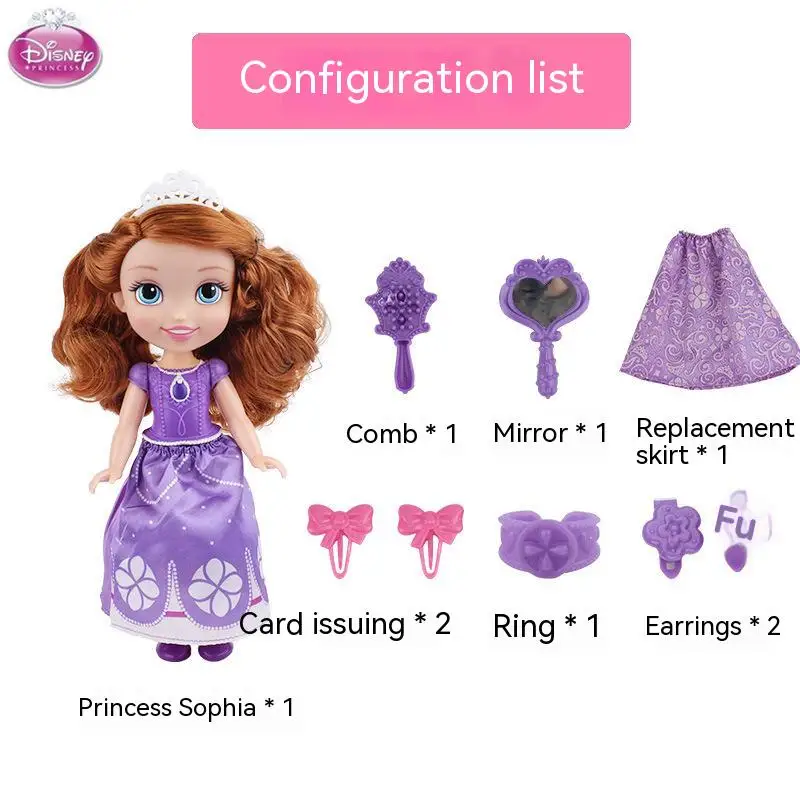 35cm Disney Princess Dolls Anime Figure Snow White Sofia Belle Alice Anna Dress Cartoon Doll Educational Child Birthday Gifts