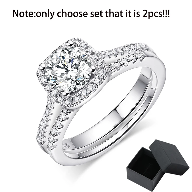 Smyoue 1ct Moissanite Ringe Sets Für Frauen S925 Silber Platin Überzogene Pt950 Braut Setzt Paar Hochzeit Edlen Schmuck