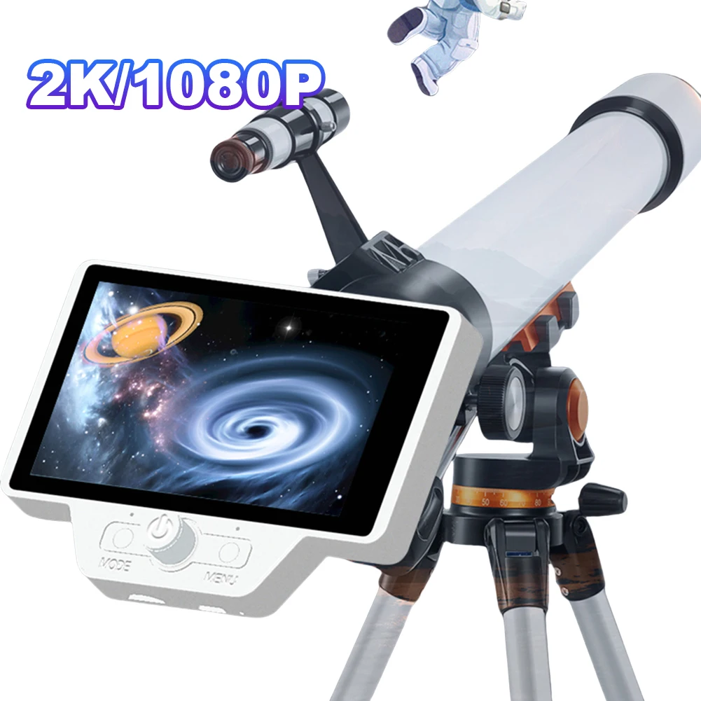 망원경 전자 접안 렌즈 녹음기, 5 인치 LCD 2K, 안드로이드 아이폰 호환, 1.25 인치