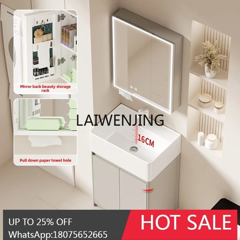 small apartment floor-to-ceiling bathroom cabinet honeycomb space aluminum ultra-deep wash basin combination washstand