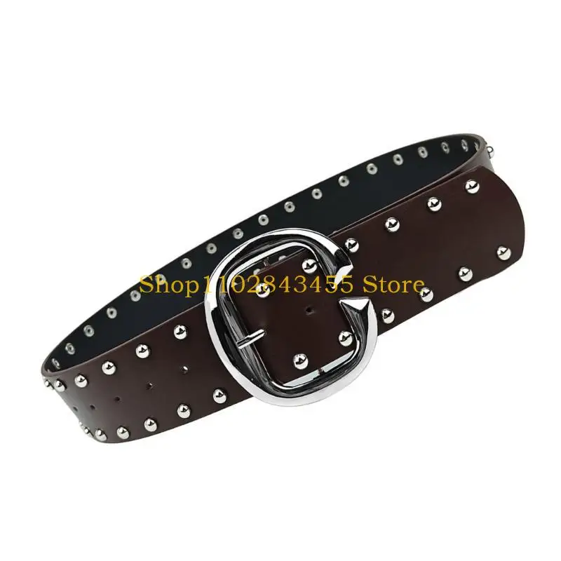 49MC Rivets Waist Chain Buckle Punk Eyelet Charm Grunge Belt for Women Proms Club Party for Jeans Dresses Studded