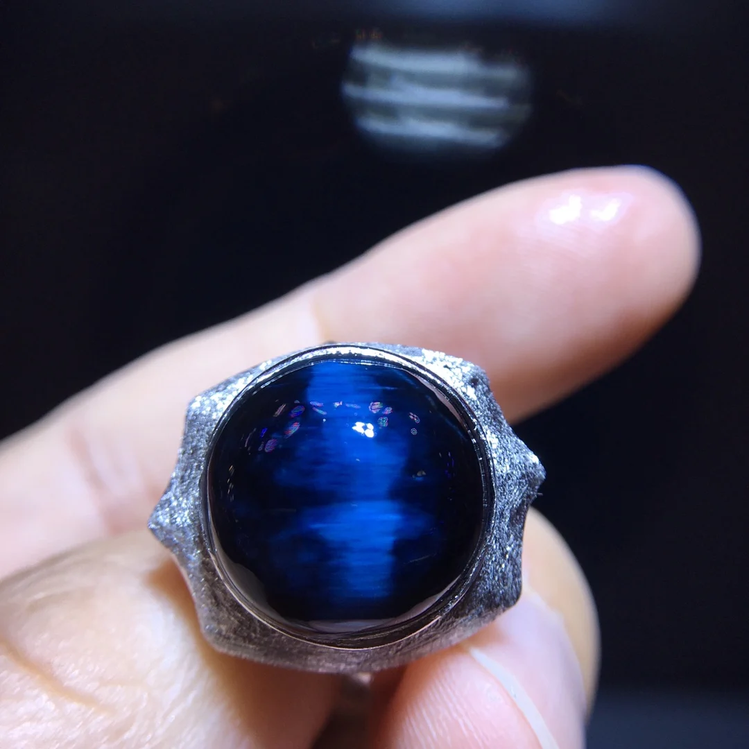 

Natural Blue Pietersite Adjustable Ring Namibia Jewelry 925 Silver 13.5/13.6mm Pietersite Chatoyant Gemstone Ring AAAAAA