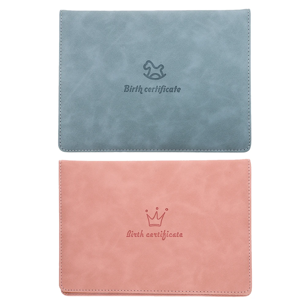 

2pcs Birth Certificate Sleeve Artificial Wear-Resistant Portable File Folder For s Decorative Cover Gift