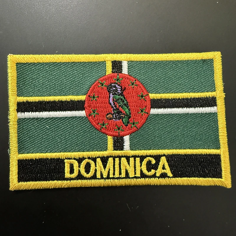 

Dominica Flag Embroidery Patches Iron on Saw on Transfer patches Sewing Applications for Clothes in Home&Garden