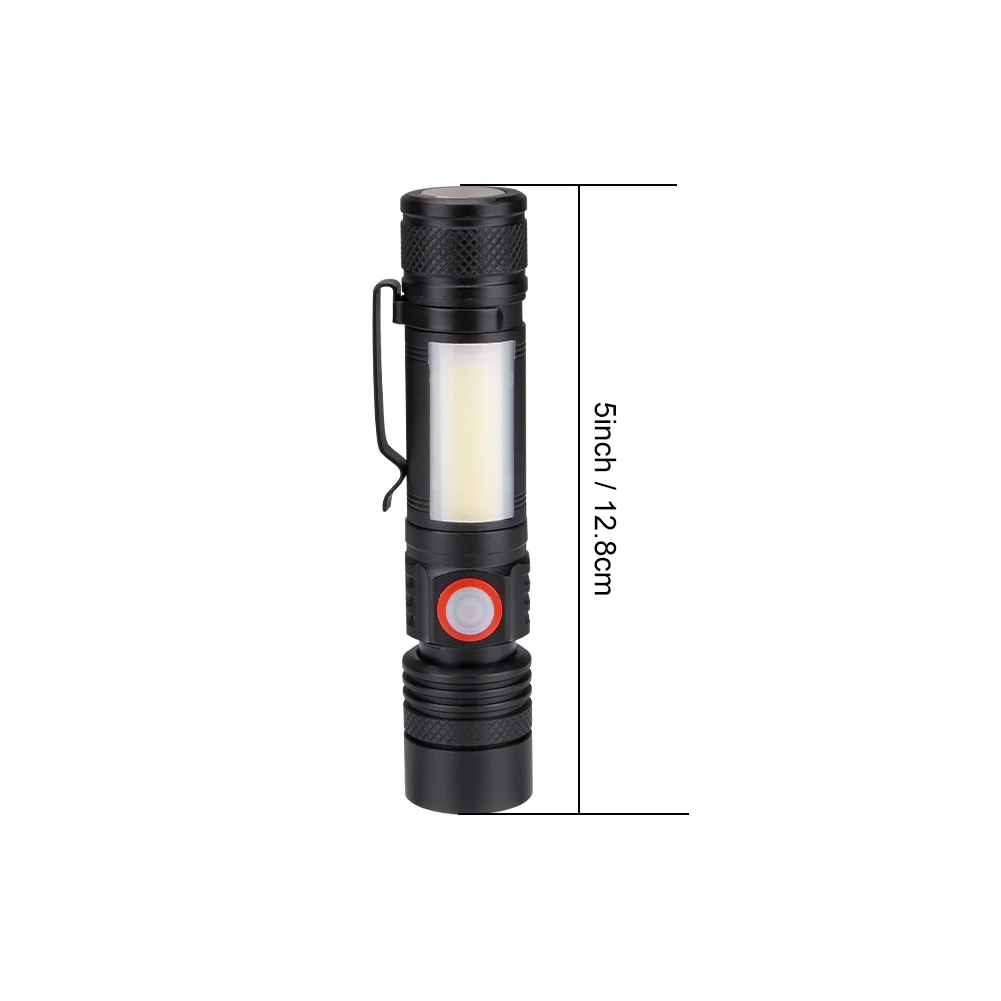 Mini Flashlight 6 Modes XML COB LED Magnetic Working Light 18650 Torch Zoom Focus Penlight Waterproof Hunting Camping Lantern