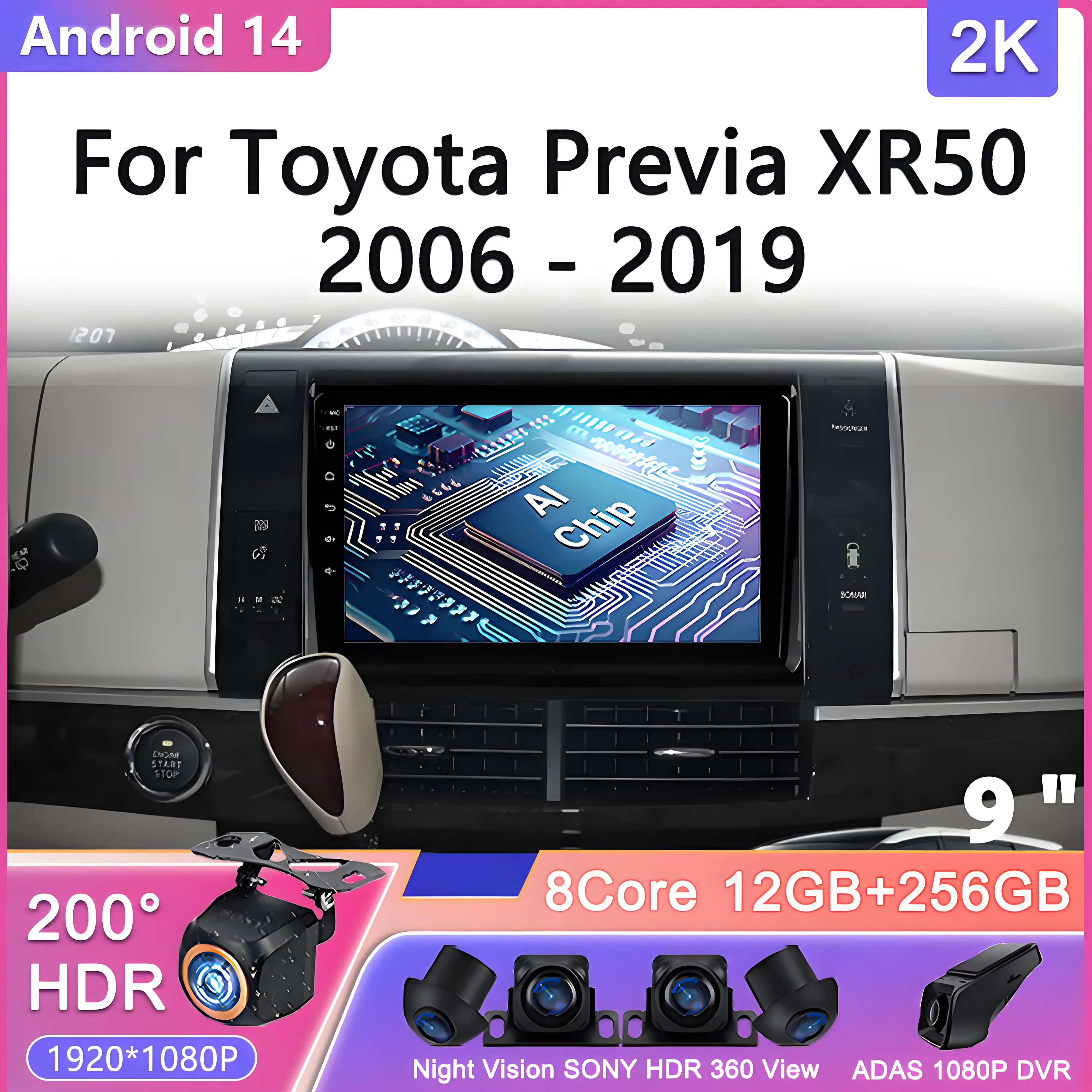 

Android 14 For Toyota Previa XR50 2006 - 2019 Carplay AutoCar Radio Multimedia Video Player Navigation No 2Din 2 Din DVD Car GPS