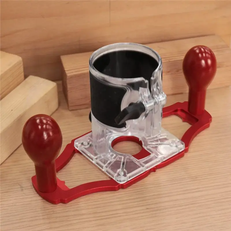 AB47-Transparent Cover Included Edge Guide Slotting Woodworking Router Base With Dual Handle For Milling& Trimming Engraving
