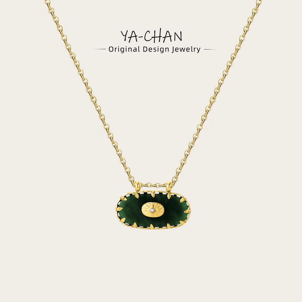 YACHAN 18K Gold Plated Stainless Steel Pendant Necklaces for Women Trendy Colorful Acrylic Charm Y2K Jewelry