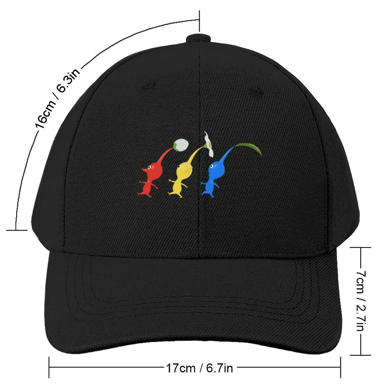 3 Pikmin Running (on Grey) Baseball Cap Cosplay Golf Trucker Hat For Women 2024 Men's