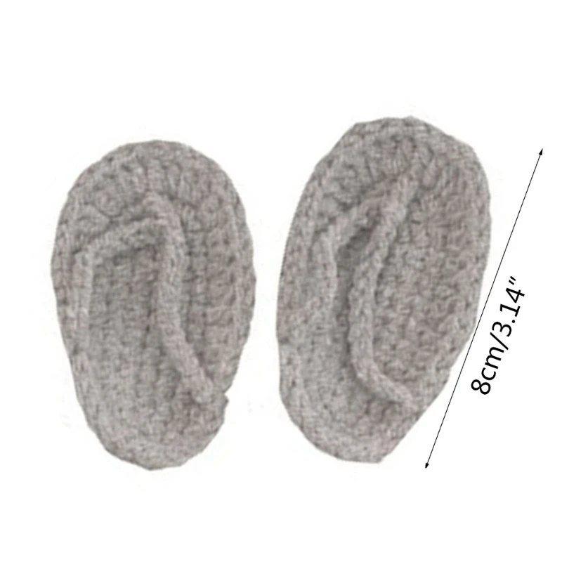 2 Pcs/Set Crochet Slippers Photography Props for 0-2 Month Babies Flip-flops