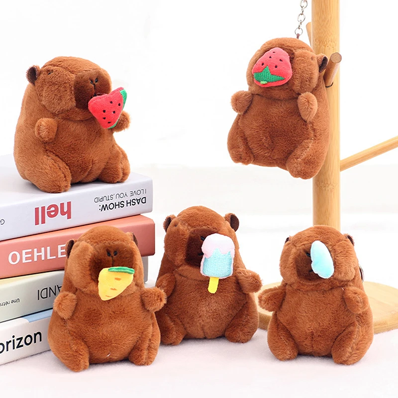 1PC Pluizige Dier Pop Tas Decoratie Cartoon Schattige Pluche Capybara Sleutelhanger Snot-Pulling Simulatie Capybara Hanger Accessoires