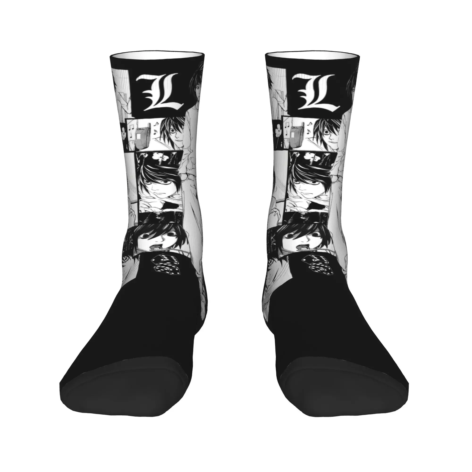 Death Notes Stockings L Lawliet Graphic Gothic Socks Autumn Non-Slip Socks Couple Climbing Breathable Socks