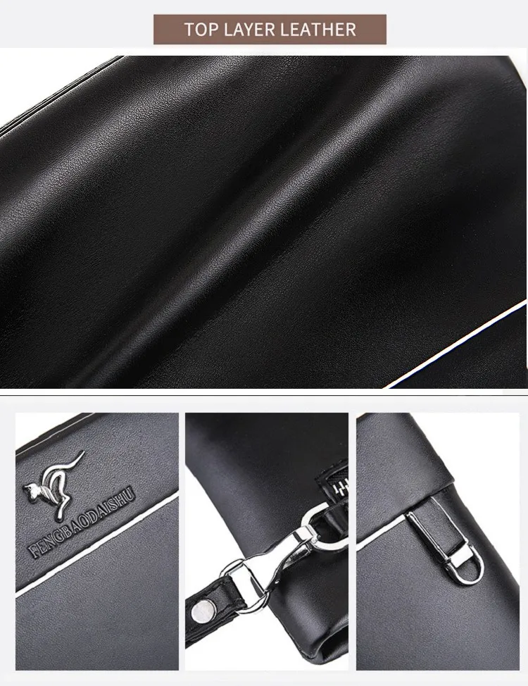 Men's Large Capacity Fashion Briefcase Handbag Business Clutch Envelope Bag for Stylish Professional Use Black