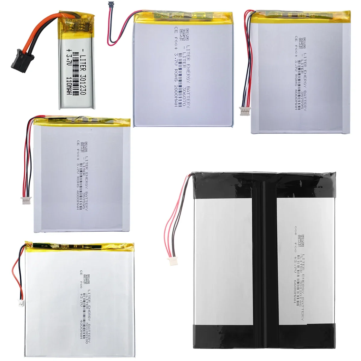 3.7V Rechargeable Li-Po Lithium Polymer Battery for DVD GPS Bluetooth Speaker Camera Watch Equipped with connectors