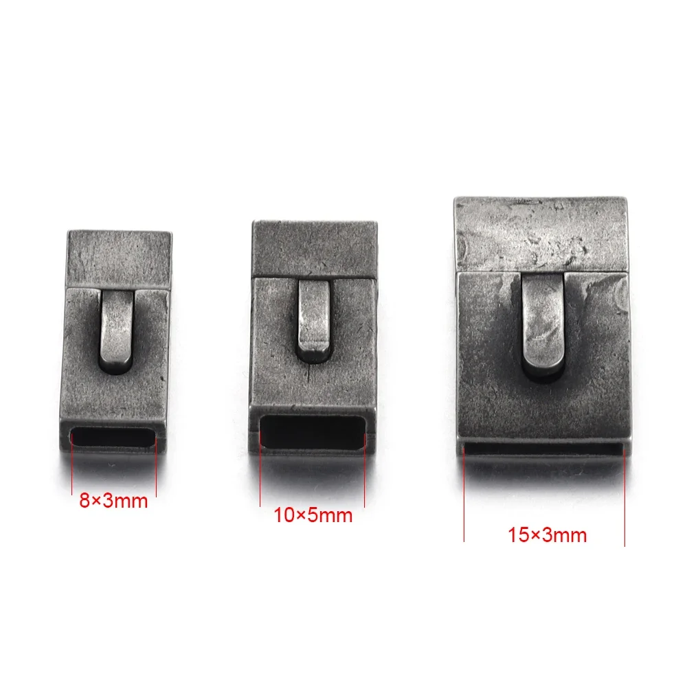 Stainless Steel Vintage Bayonet Clasp 8*3mm 10*5mm 15*3mm Push Lock Closure DIY Bracelet Jewelry Making Leather Cord Clasps