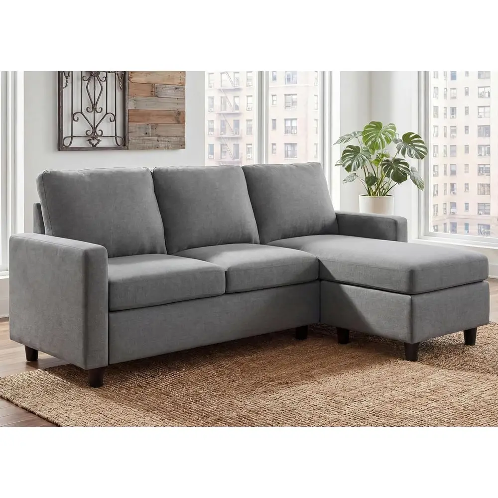 

Convertible Sectional Soa, Convertible L Shaped Couch with Reversible Chaise, Sectional Couch or Small Space Aparent, Grey