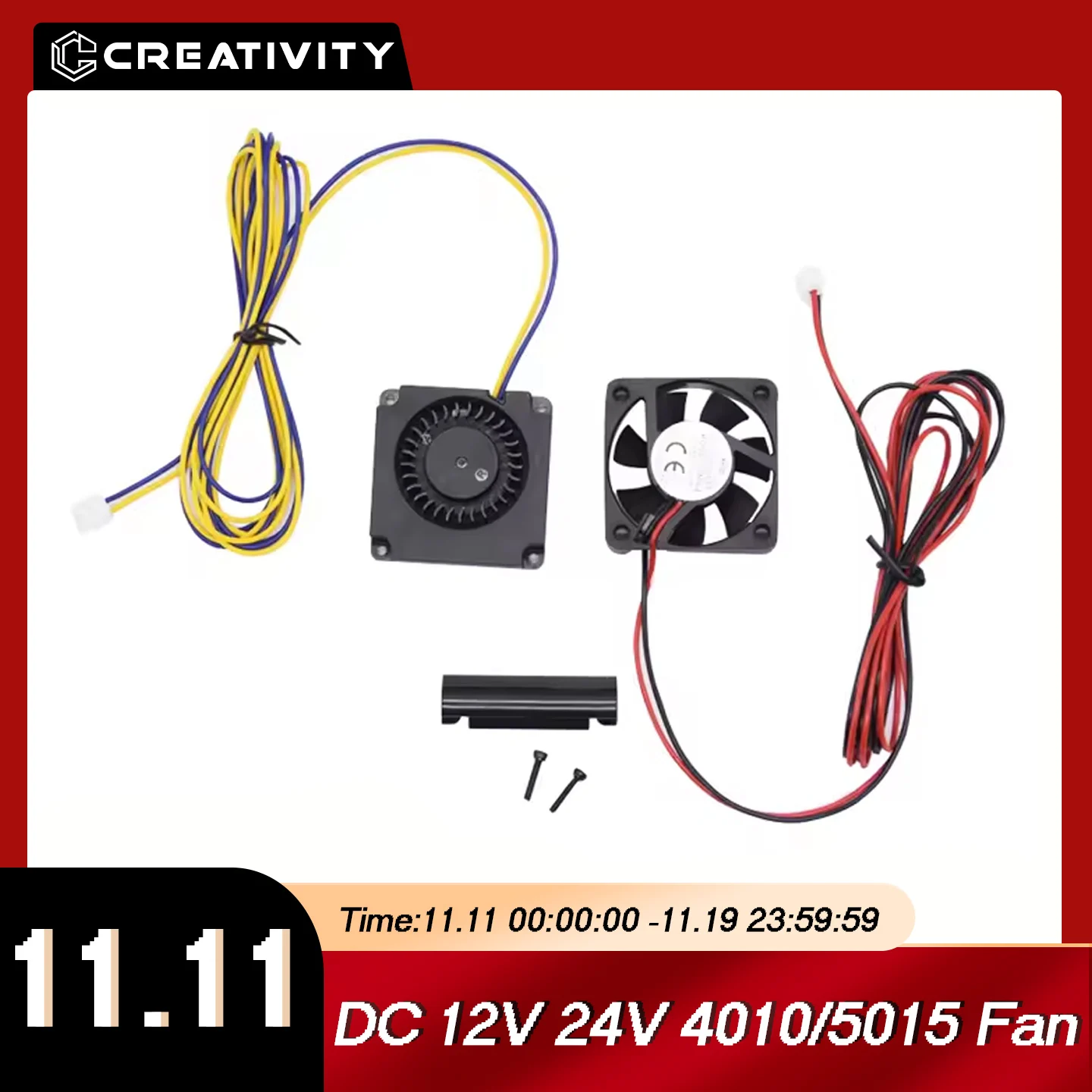 3Dプリンターファン,黒色プラスチック押出機,Ender 3 v2/ender 3/ender 3 pro/cr10用の冷却ファン,4010, 5015, dc 12v, 24v