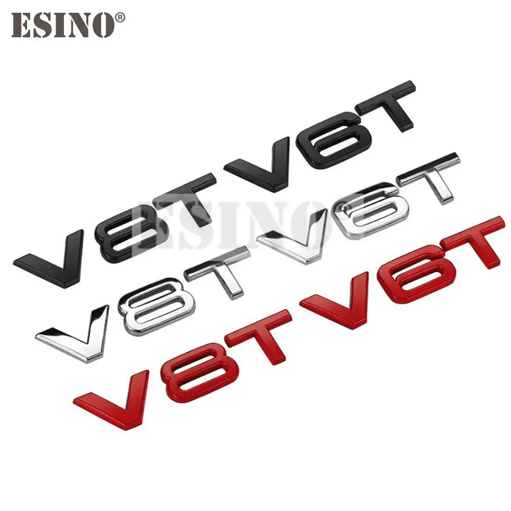 

New Car Styling V6T V8T 3D Metal Chrome Zinc Alloy Emblem Car Badge Sticker Decal Auto Accessory for A4 A5 A6 A7 A8 Q7 R8