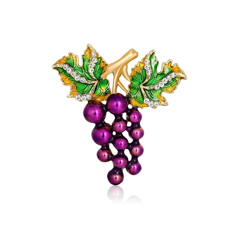 Rhinestone Grape Brooches for Women Elegant Fruit Brooch Pin Ladies Party Garments Bridal Gifts Fashion Jewelry