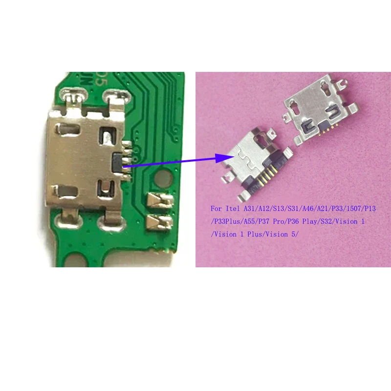 10-100Pcs Usb Charger Charging Dock Connector Plug For Itel S31 S32 A46 A21 P33  P13 A55 Vision 5 P36 Play P37 Pro A31 A12 S13