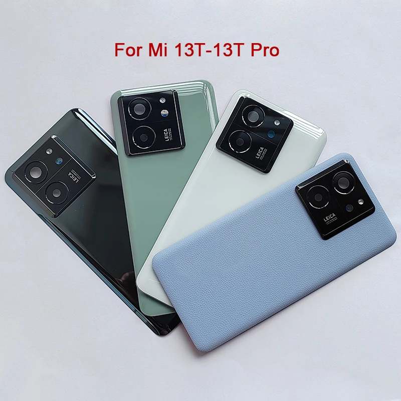 Couvercle de batterie arrière en verre A +++ pour Xiaomi Mi13T Mi 13T Pro, avec objectif d'appareil photo, boîtier de porte arrière de remplacement et adhésif
