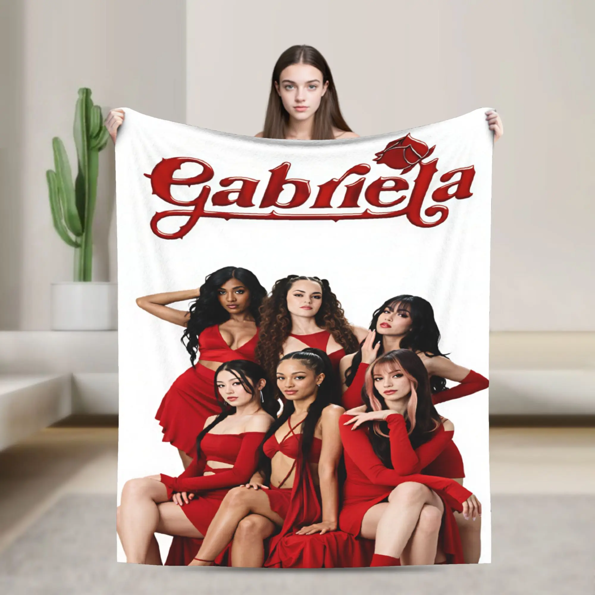 Elegant Red Dress Katseye Super Warm Blanket  Picnic Plush Throw Blanket Fashion Living Room Flannel Bedspread Sofa Bed Cover