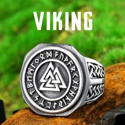Viking Runes Odin Triangle Men Rings Stainless Steel Jewelry Punk Rock Amulet Fashion Accessories For Women Gift Wholesale