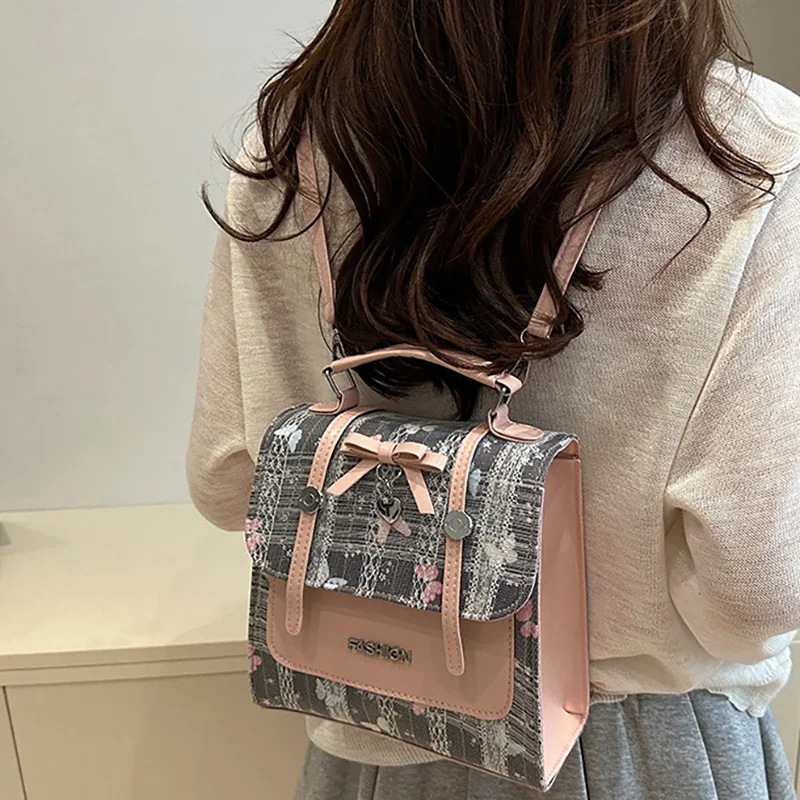 

Корейский квадратный рюкзак, милая многофункциональная сумка для девочек, различные сумки через плечо с обратной связью, сумки большой вместимости