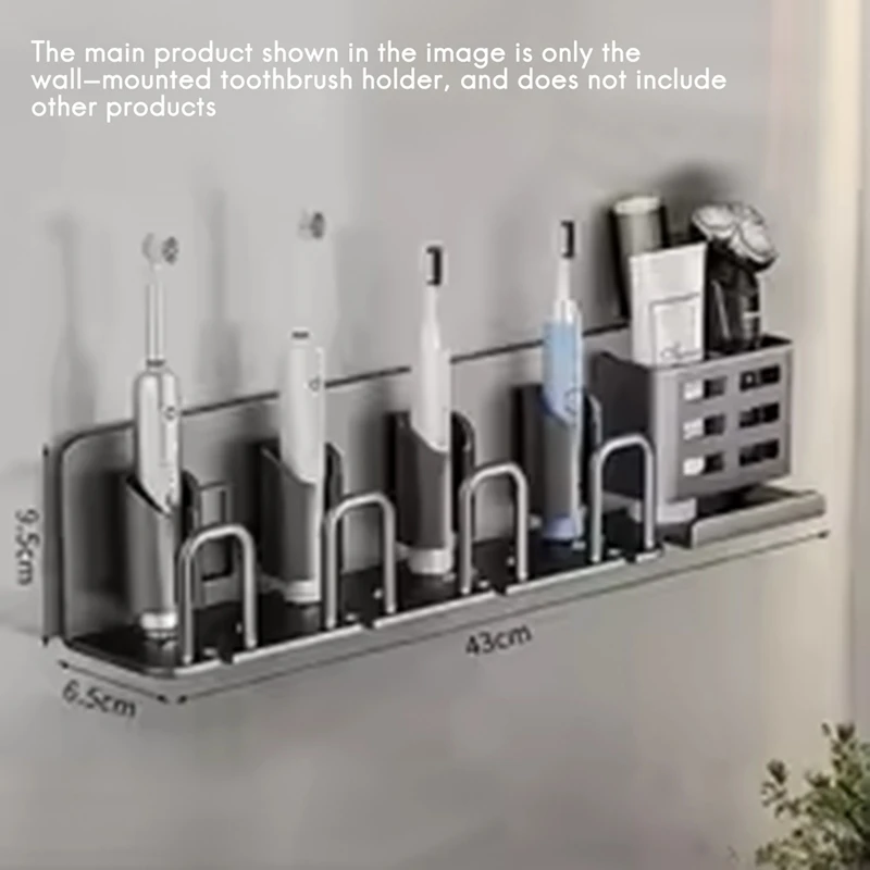 Toothbrush Holder Multi-Function Toothbrush Cup Holder Wall Mounted No Drill Bathroom Organizer Bathroom Storage C-A27R
