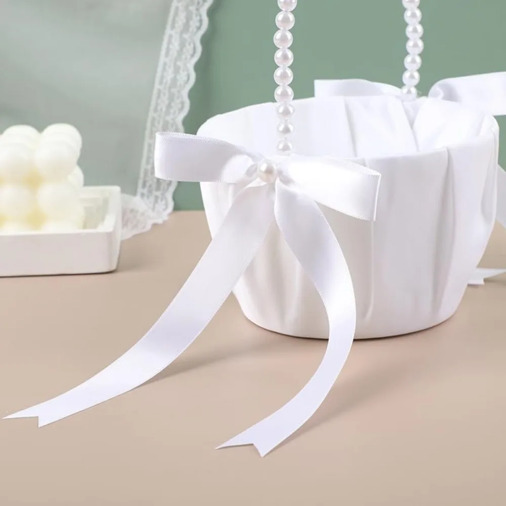 Cestas de niña de flores para boda, cesta de niña de flores de marfil, cesta de boda para decoración de boda de niña de las flores (Marfil)