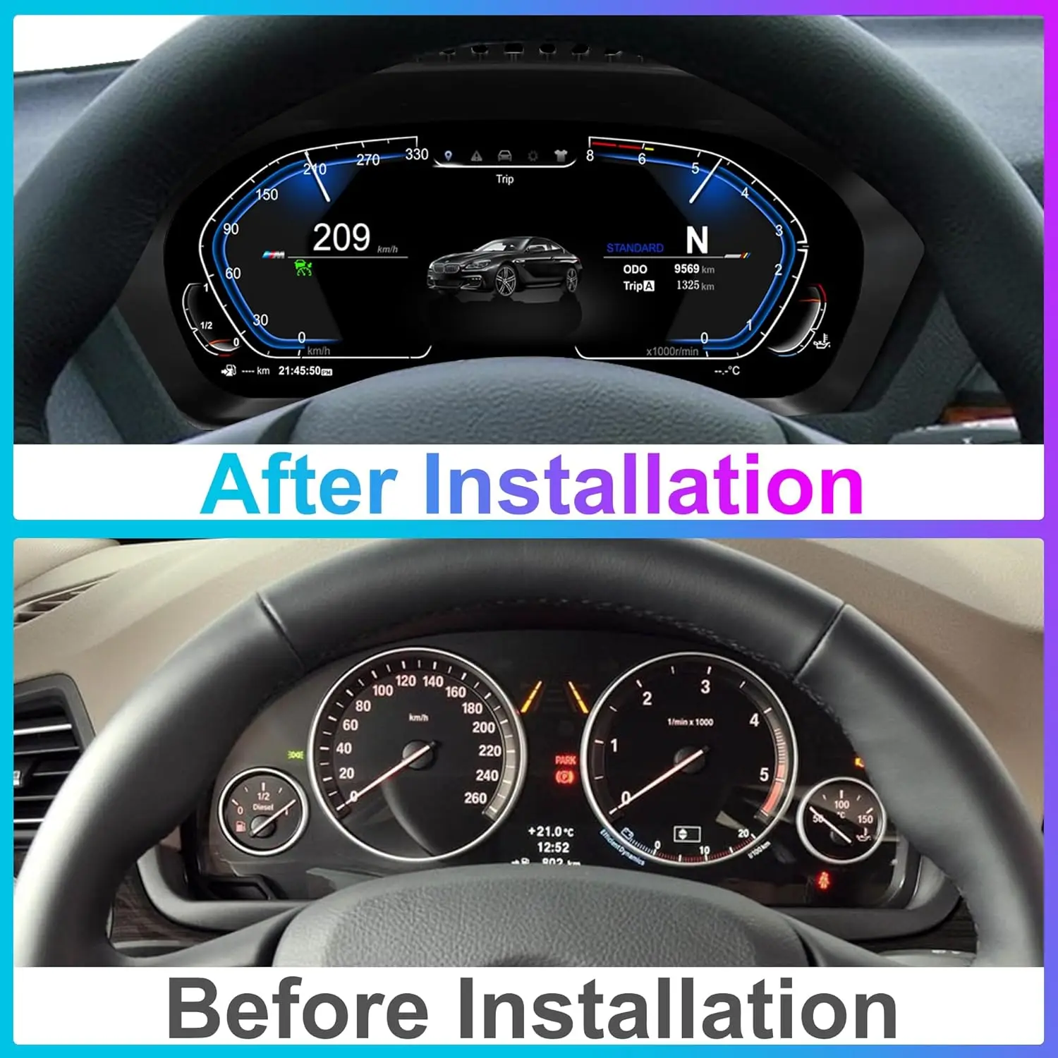 12.3"Cluster Digital Dashboard For BMW X5 E70 X6 E71 2006-2013 Odometer, Speedometer, Dashboard Plug-and-Play - Image 2