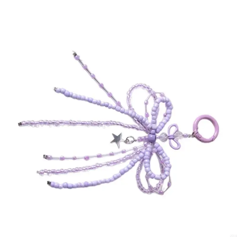 

Стильный брелок для ключей с бантом, подвеска ручной работы из бисера, модный кулон для ключей с бантом, уникальное украшение и