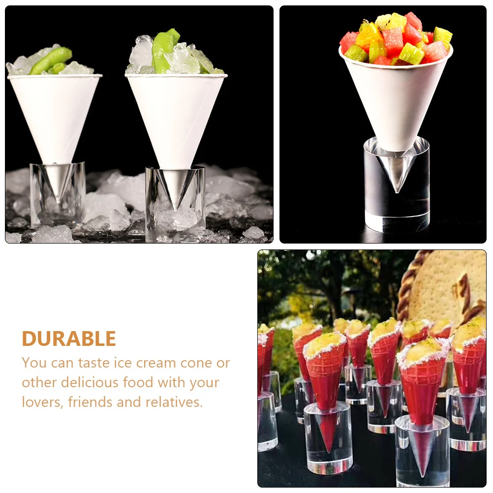 الآيس كريم مخروط حامل الاكريليك ثقب واحد رف شاشة رف التبريد للحزب السوشي اليد لفة الحلوى عرض خادم طعام المطبخ #5