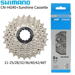 SHIMANO CN-HG40 6/7/8 Speed MTB Bike Chain 116 Links Sunshine 8 Speed 11-25/28/32/36/40/42/46T Cassette Bicycle Parts