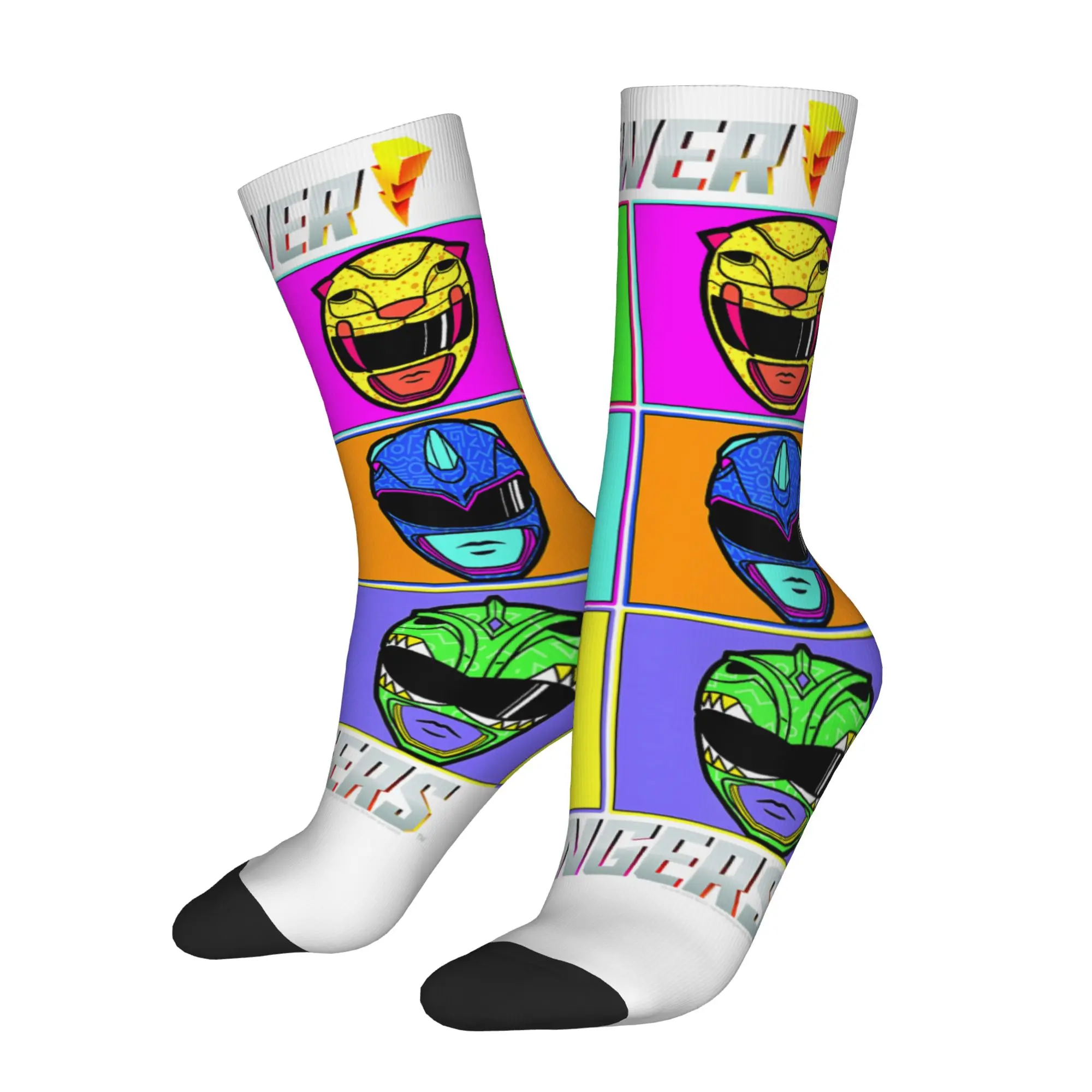 Socks Vintage Power Rangers Pop Art Warhol Portrait Box Up Crazy Men's compression Socks Unisex  Funny Crew Sock