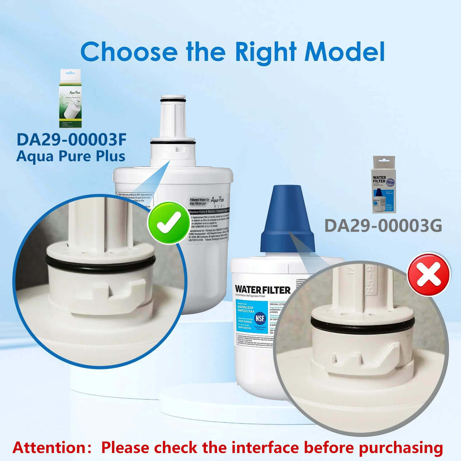 Brand Genuine DA29-00003F, DA29-00003A, DA29-00003B, Aqua Pure Plus Water Filter Replacement for Samsung Refrigerator