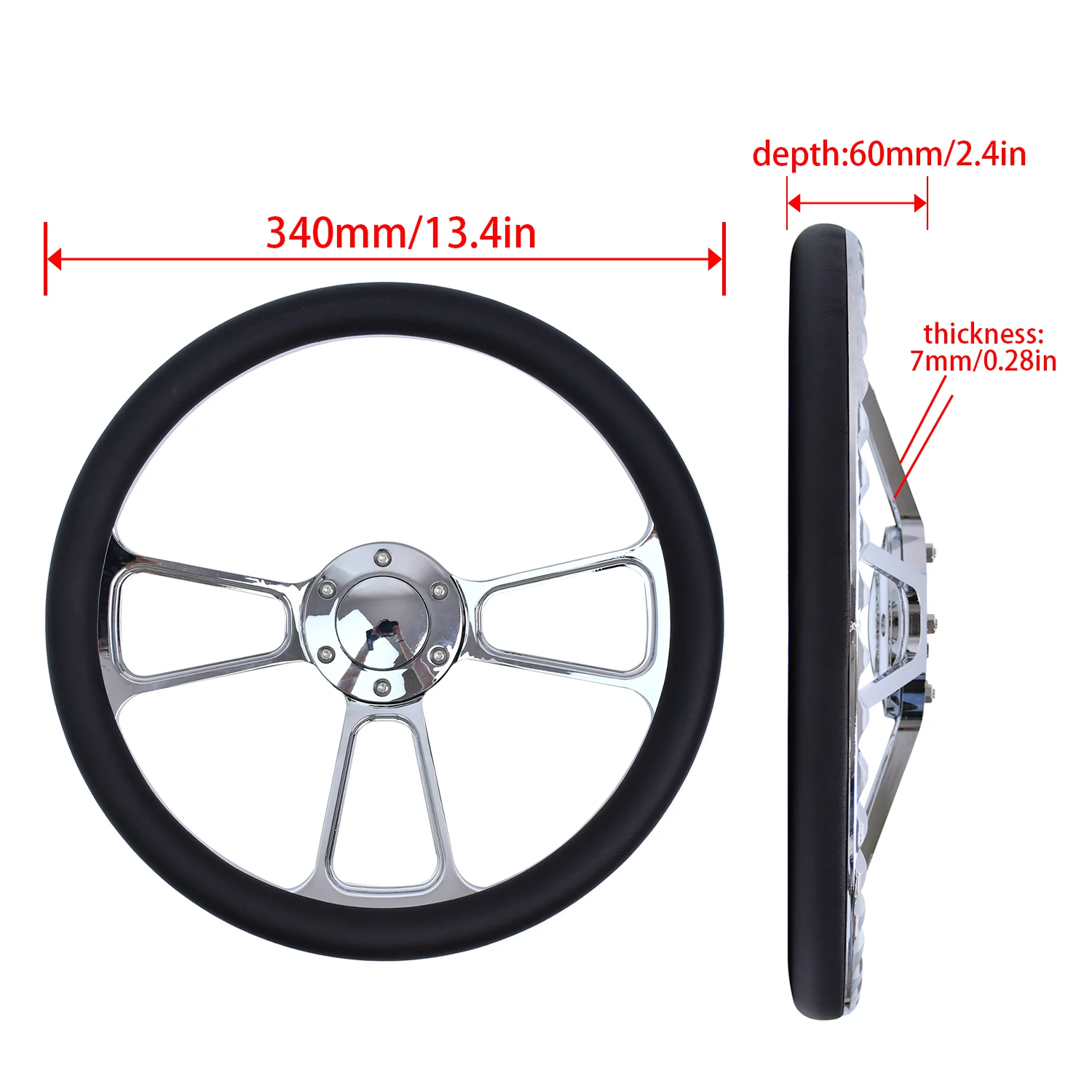 Tiypeor 14 350 مللي متر عجلة توجيه سيارة عالمية سباق الانجراف الرياضة عجلة القيادة كروم قوس #3