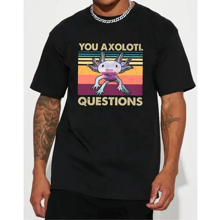 

Funny Axolotl Graphic T-Shirt Unisex Retro Cartoon Print Tee for Pet Lovers, Birthday Gift or Casual Streetwear S-3XL