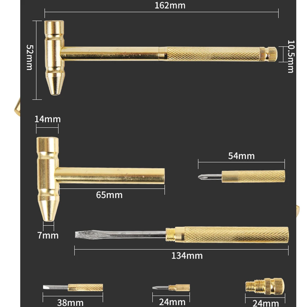 

1set 1Set Mini Copper Hammer With Anti-Slip Design Multifunctional Screw Driver Durable Handcraft Tools For Home Outdoor Use