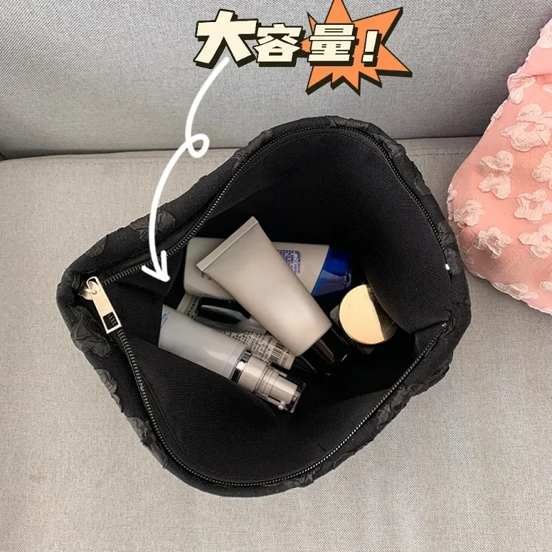 Pink Floral Small Fresh Travel Cosmetic Bag Female Clutch Wash Bags Fashion Women Make Up Storage Toiletry Bags Neceser