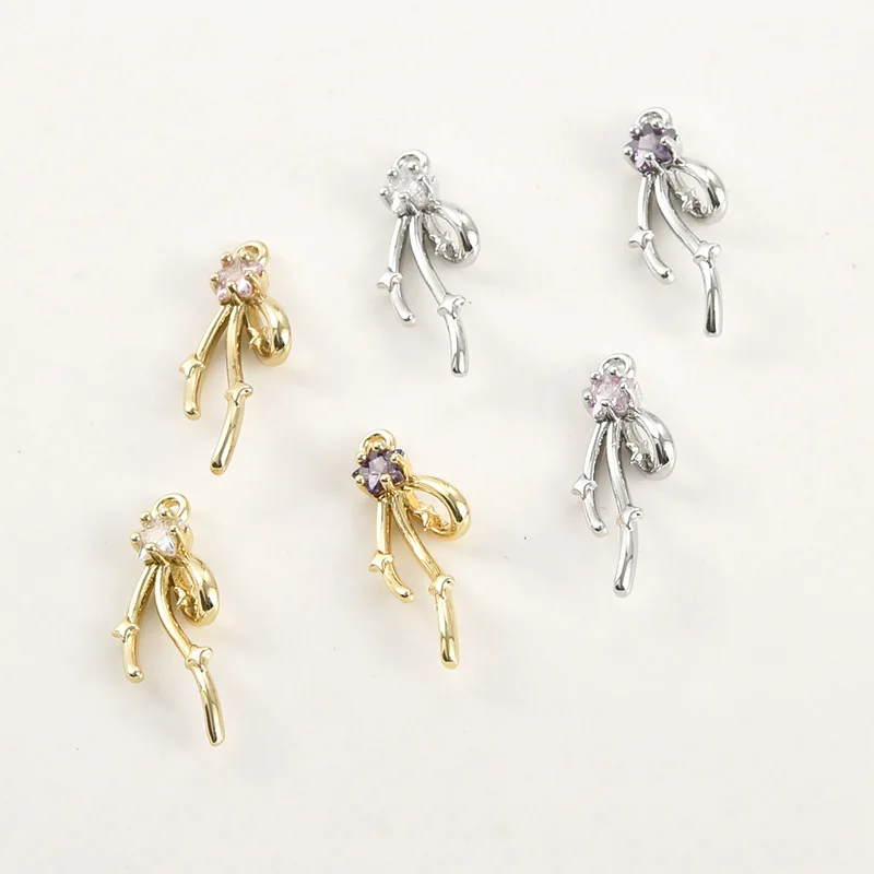 14k Real Gold Color Preservation Star Bow Streamer Pendant DIY Handmade Bracelet Necklace Earrings Accessories Material