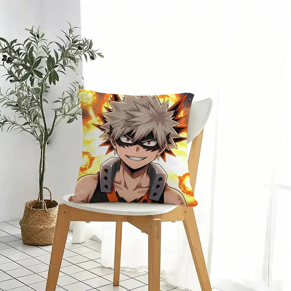 popular Cartoon Katsuki Bakugo  Pillow Case Square Double-Sided Sofa Cushion Cover Bedroom Bedside Pillow Gift