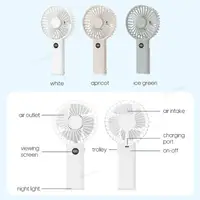 Nouveau ventilateur personnel portatif Mini ventilateur portatif USB 3600mAh Mini ventilateur Rechargeable avec affichage de contrôle de vitesse en continu veilleuse 6