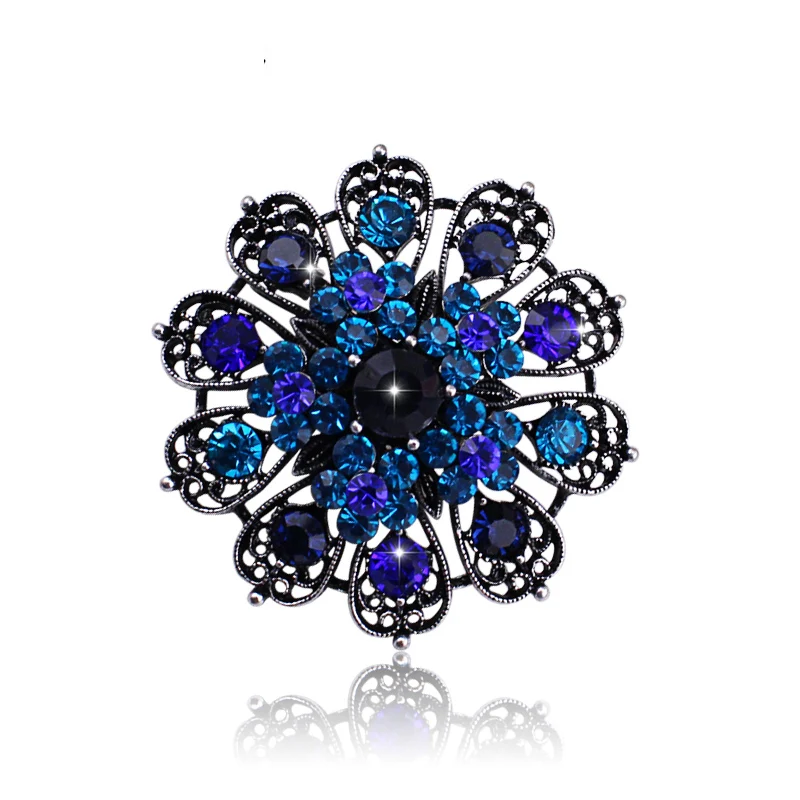 Royal Blue Peacock Brooch Antique Silvery Unique Design Men's Jewelry Pin Badge Broach